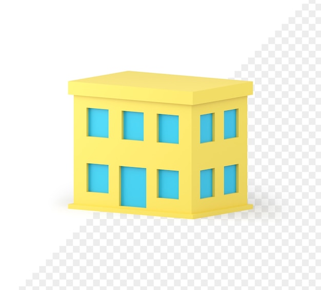 Dwupiętrowy apartament miejski dom żółta fasada z niebieską ikoną izometryczną 3d