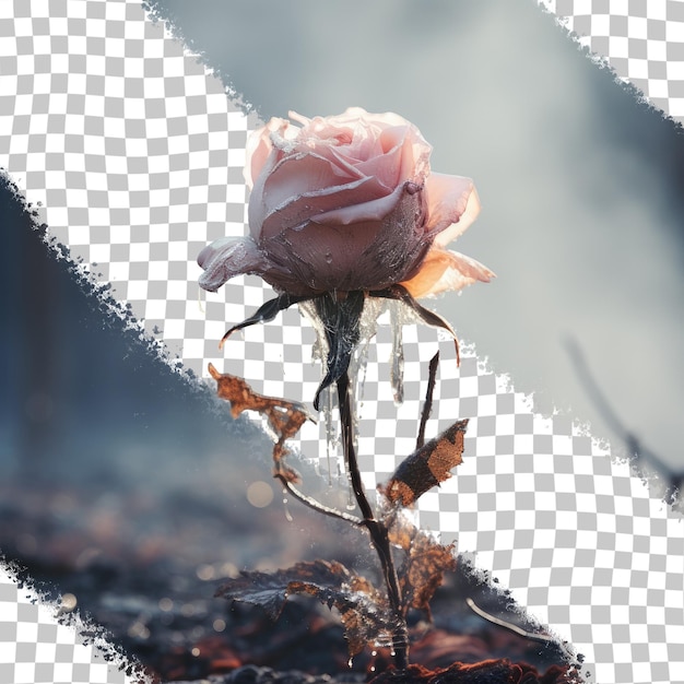 PSD a dying rose on a transparent background symbolizes failed love or relationships