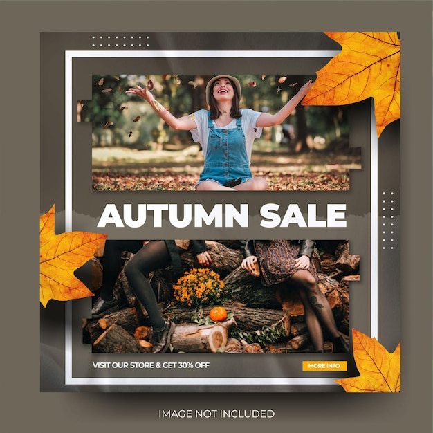 PSD dynamic autumn fashion sale instagram social media post feed