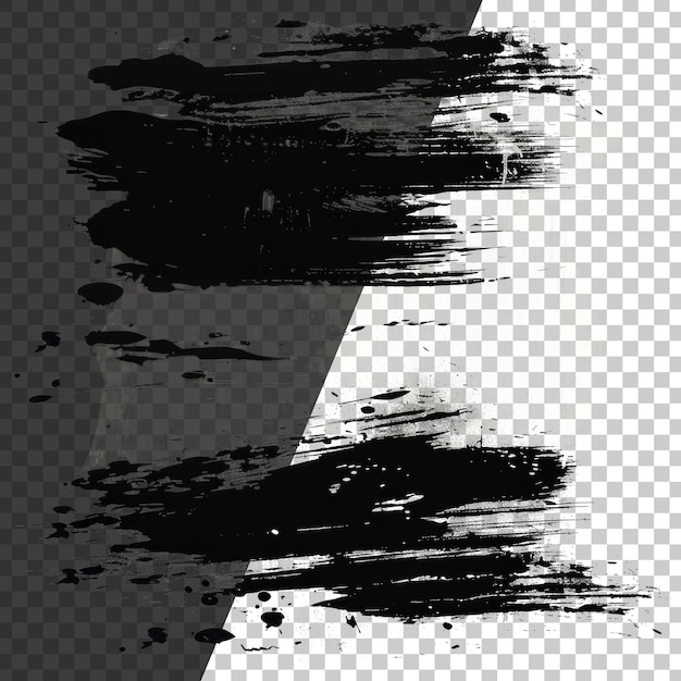 PSD dynamic black paint smear with splatter on transparent background stock png