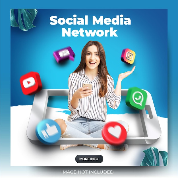 PSD dynamic blue social media post feed