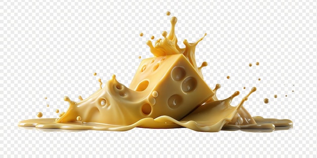 PSD dynamic cheese splash on a transparent background