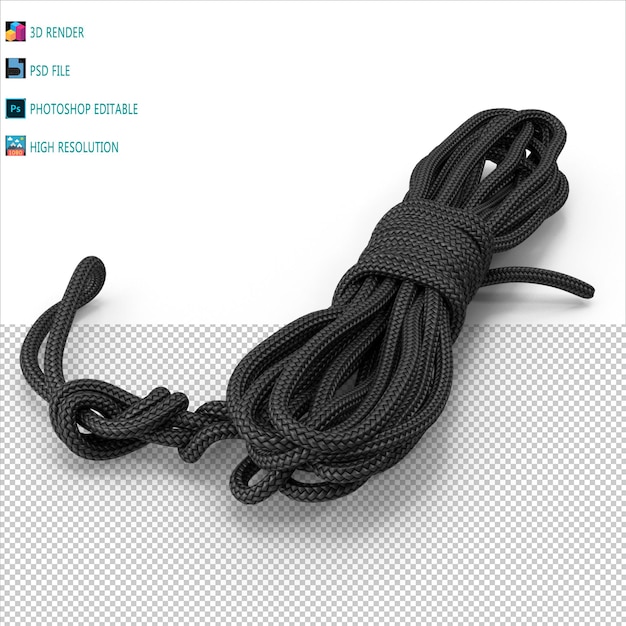 Dynamic climbing rope 3d render psd