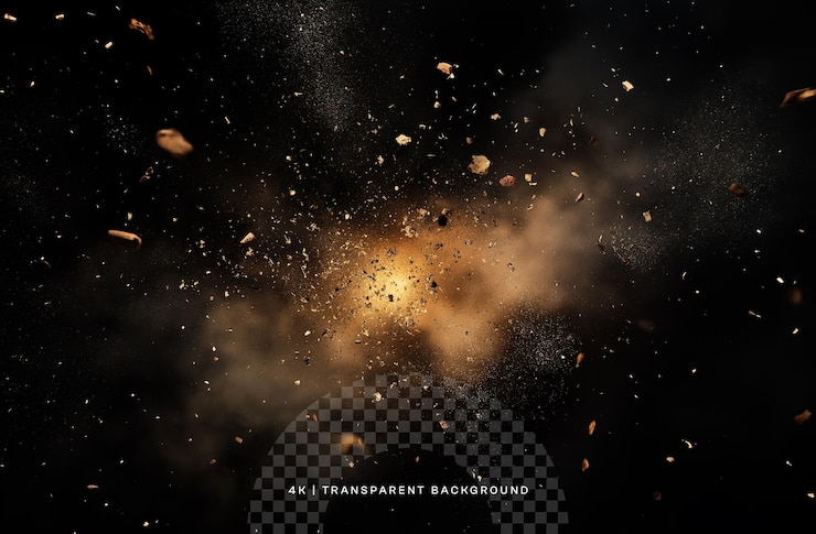 PSD a dynamic dust explosion on transparent background