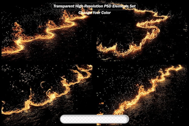 dynamic fiery elements set with customizable color effects