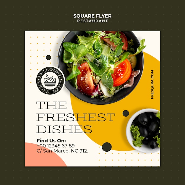 Dynamic food restaurant square flyer