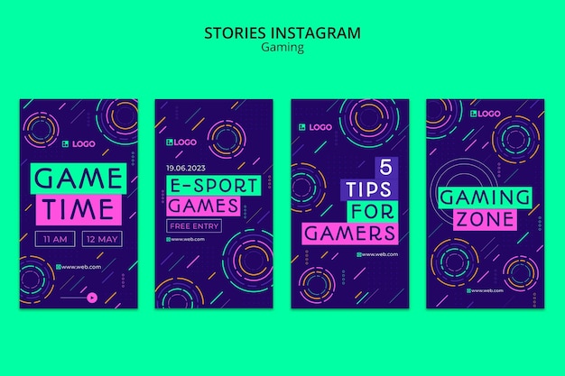 PSD storie di instagram di giochi dinamici