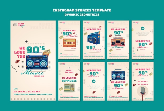 PSD storie di instagram di geometrie dinamiche