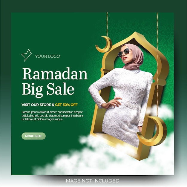 Social media dinamici di instagram di vendita di ramadan di moda verde