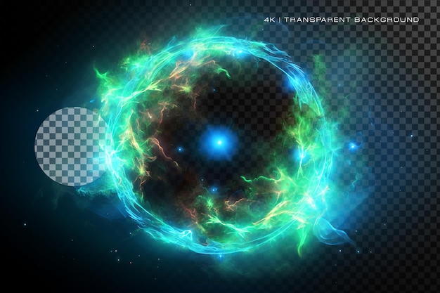 Dynamic Green Magical Glowing Effect on Transparent background