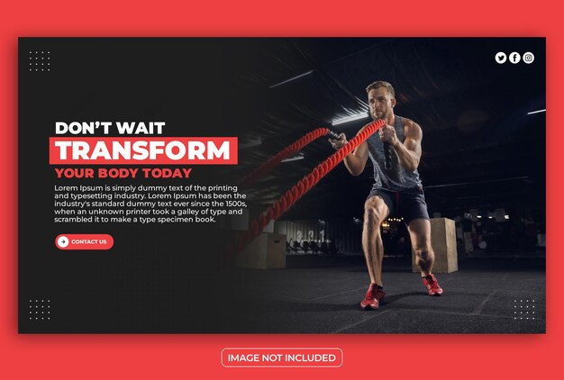 PSD dynamic gym amp fitness web banner szablon