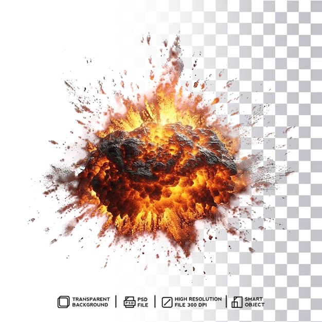 PSD dynamic impact psd explosion effect blast on transparent isolated background