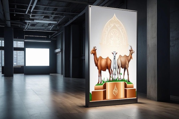 Dynamic led backlit signage mockup mostra il tuo design sullo spazio bianco