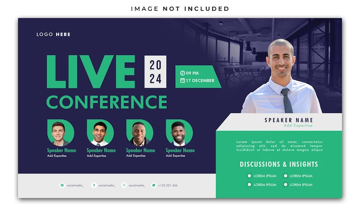 PSD dynamic live conference social media banner template (dynamiczne konferencje na żywo)