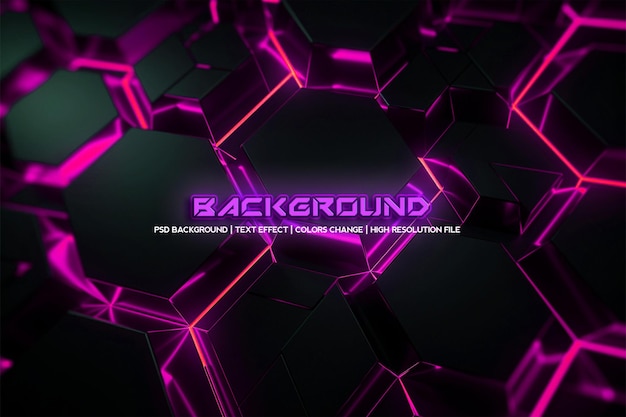 PSD dynamic neon fusion geometric abstract background and neon light with neon text effect