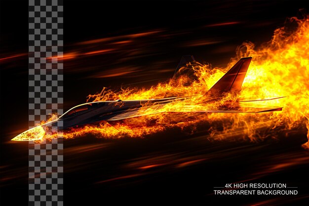 PSD dynamic plasma jet air force and blazing flames on transparent background