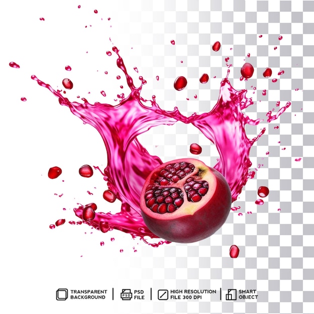 PSD Динамический всплеск цвета фруктов граната в photoshop с прозрачным фоном