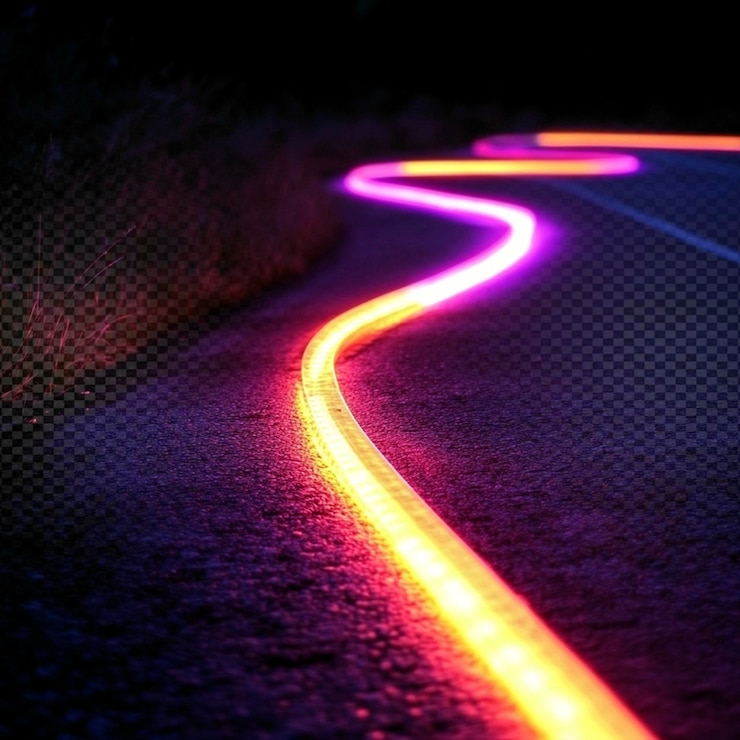 PSD dynamic ray with neon effects on road