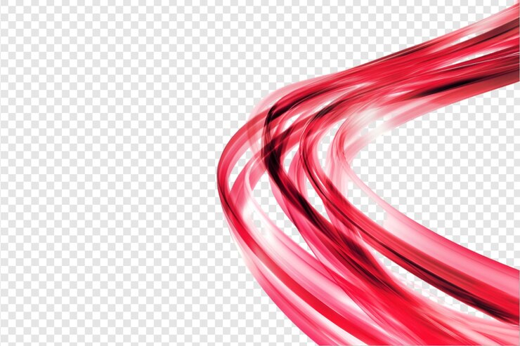 PSD dynamic red and orange light streaks on a transparent background