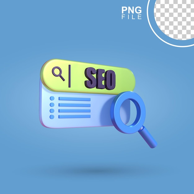 PSD dynamic seo search bar 3d illustration