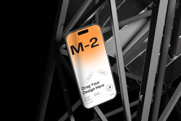 Dynamic Smartphone Mockup on Metallic Framework