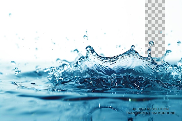 Dynamic splash water splashes splatters and subtle smoke on transparent background