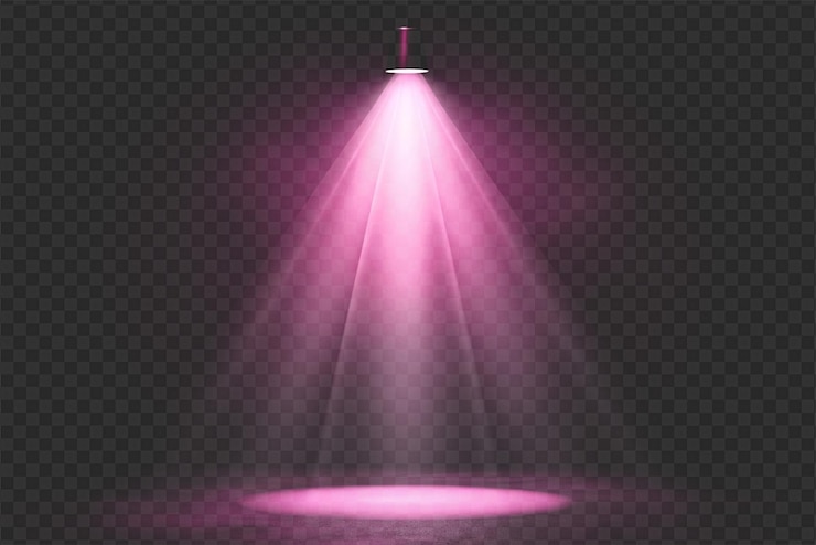 PSD dynamic spotlight effects with radiant glows and soft beams on transparent background