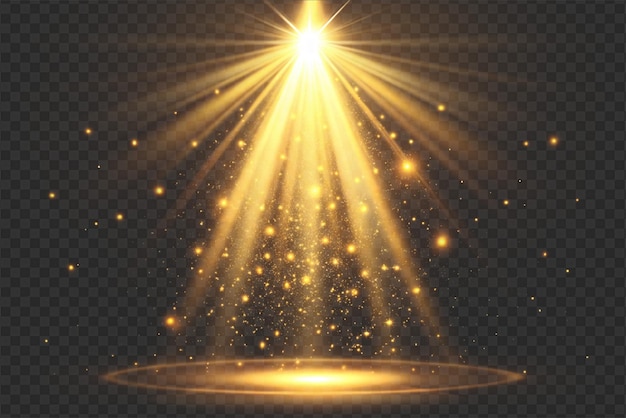 dynamic spotlight effects with radiant glows and soft beams on transparent background