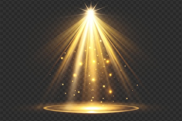 dynamic spotlight effects with radiant glows and soft beams on transparent background