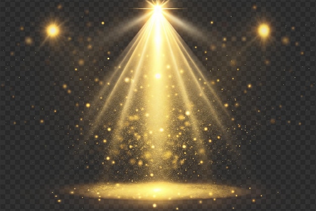 dynamic spotlight effects with radiant glows and soft beams on transparent background