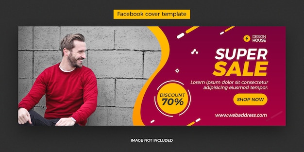 Dynamic super sale facebook cover post template