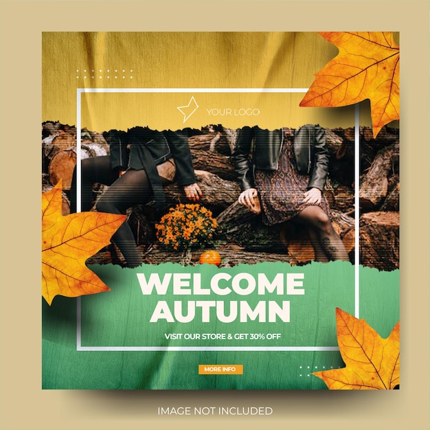 PSD dynamic two tone autumn fashion sale instagram social media post feed