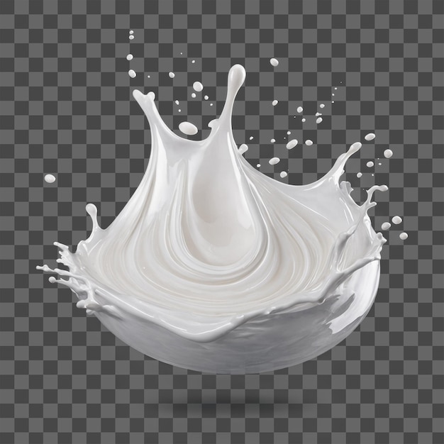 Dynamische melk splash heldere witte splash geïsoleerd op witte achtergrond verfrissing AI gegenereerd