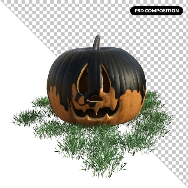 PSD dynia halloween na białym tle 3d