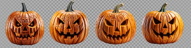 PSD dynia halloween na przezroczystym tle jack o'lantern wyciąć generatywną ai