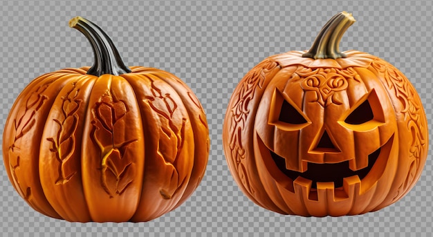 PSD dynia halloween na przezroczystym tle jack o'lantern wyciąć generatywną ai