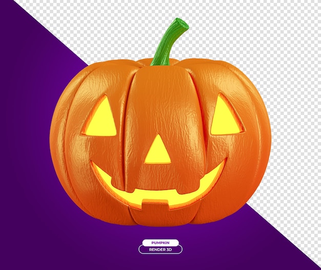 PSD dynia na halloween renderowania 3d ilustracja kreskówka z przezroczystym tłem