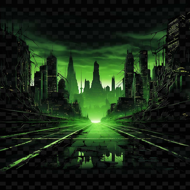 PSD dystopian dystopian cityscape lines post apocalyptic element png y2k shapes transparent light arts