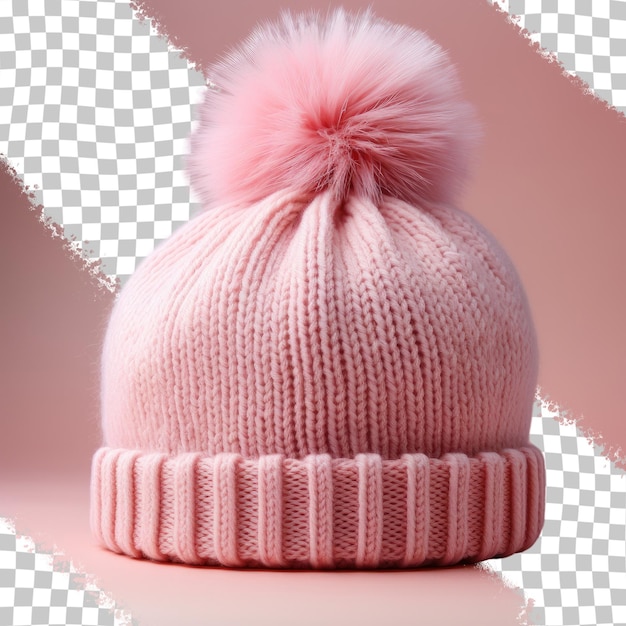 PSD dzianinowa czapka w kolorze różowym z przezroczystym tłem