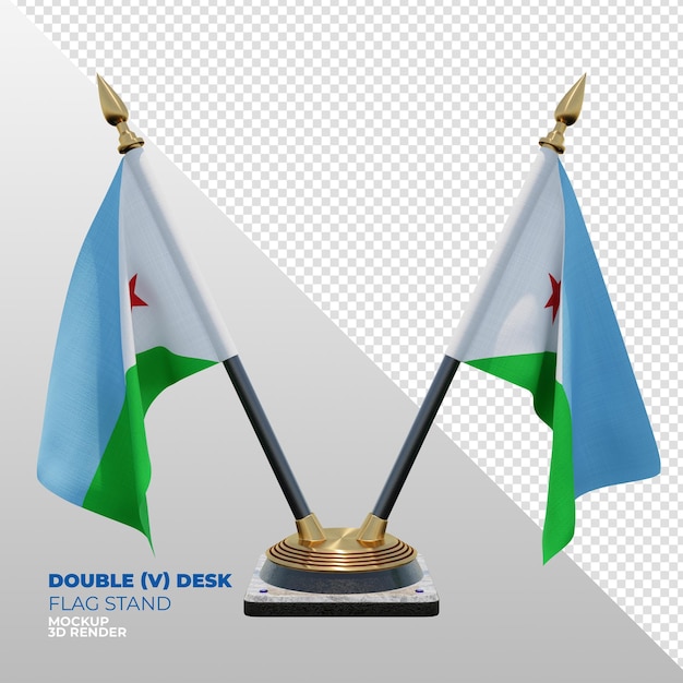 Dżibuti realistyczne 3d teksturowane podwójne biurko z flagą do kompozycji