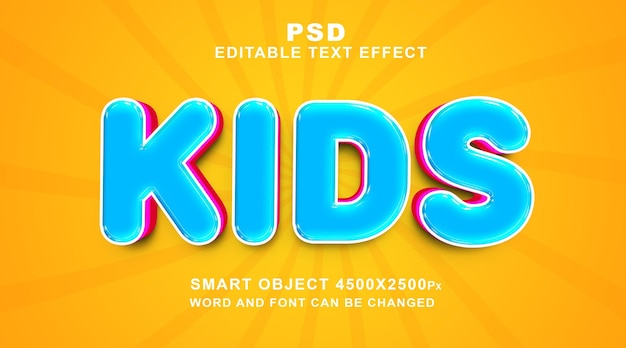 Dzieci 3d Edytowalny Szablon Efektu Tekstowego Photoshop Z Uroczym Tłem