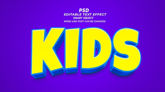 Dzieci PSD 3d edytowalny efekt tekstowy szablon Photoshop