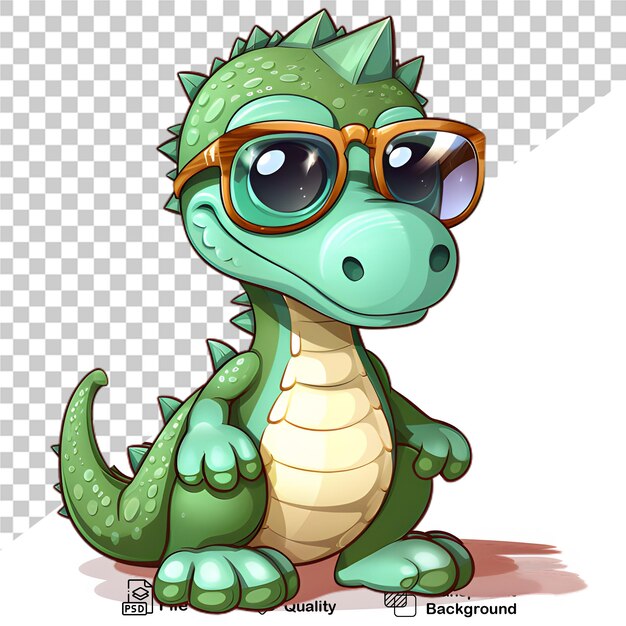PSD dziecko dinozaura noszące okulary izolowane na przezroczystym tle plik png