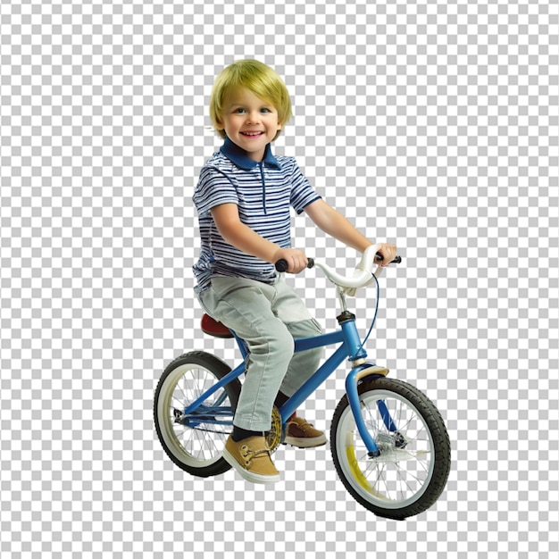 PSD dziecko na rowerze na asfaltowej drodze w letnim rowerze