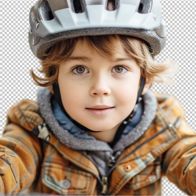 PSD dziecko uśmiecha się i jeździ rowerem