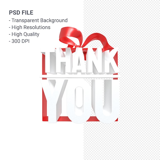 PSD dziękuję z łuku i wstążki projekt 3d na białym tle