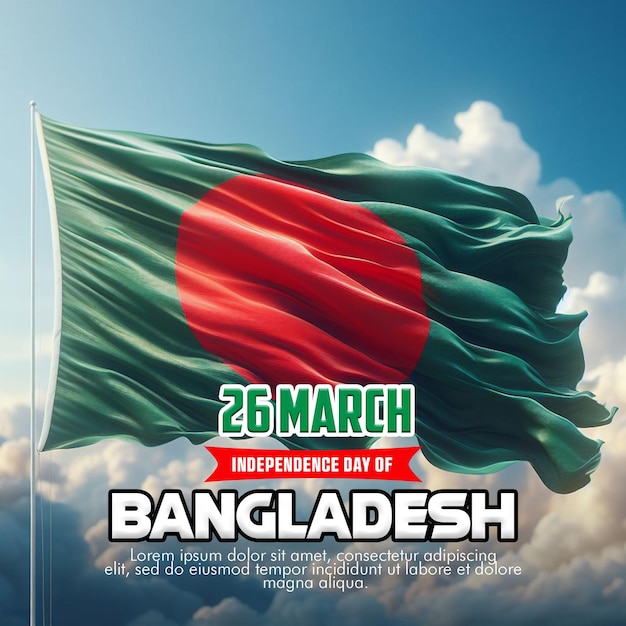 PSD dzień niepodległości bangladeszu 26 marca shadhinota dibosh social media banner post szablon
