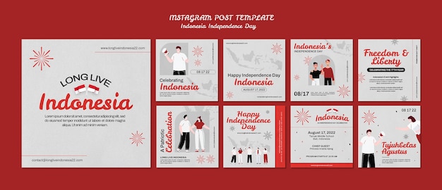 PSD dzień niepodległości indonezji kolekcja postów na instagramie