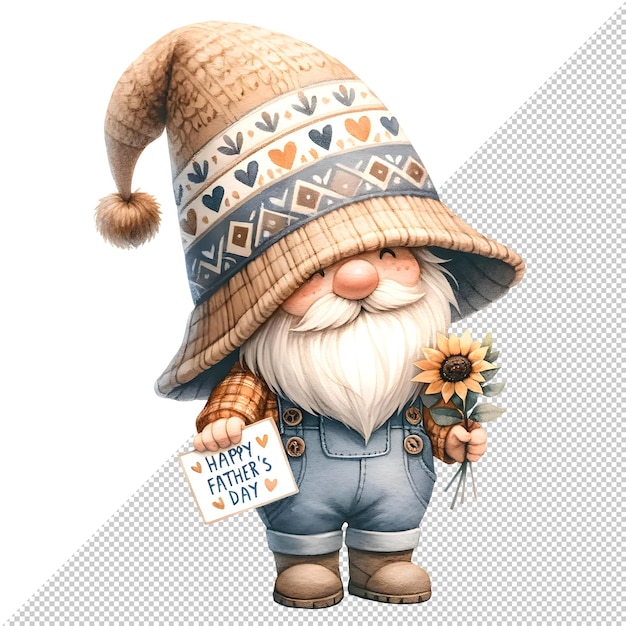 Dzień Ojca Gnomów Akwarelowy Ilustracja Clipart