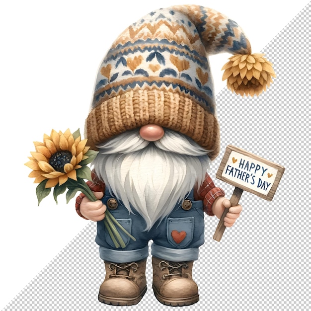 Dzień Ojca Gnomów Akwarelowy Ilustracja Clipart